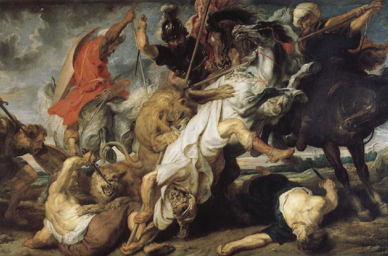 Rubens Santoro Lion hunting France oil painting art